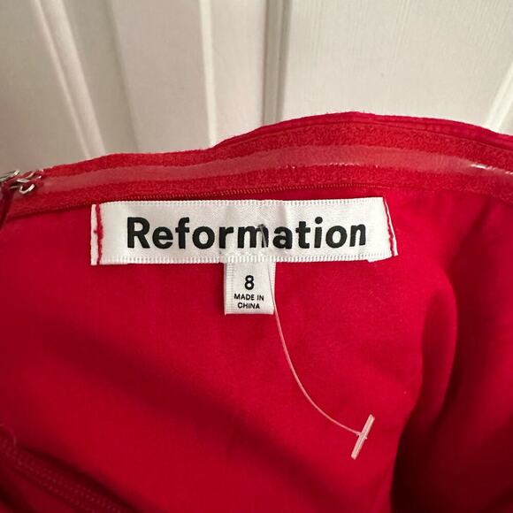 Reformation Buttercup Dress Strapless A-Line Tulle Skirt Red Size 8 - Picture 4 of 10